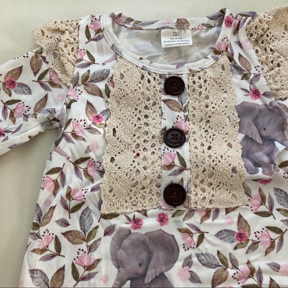 Boutique Embroidered Ruffles Elephant 🐘 Romper - Picture 5 of 6